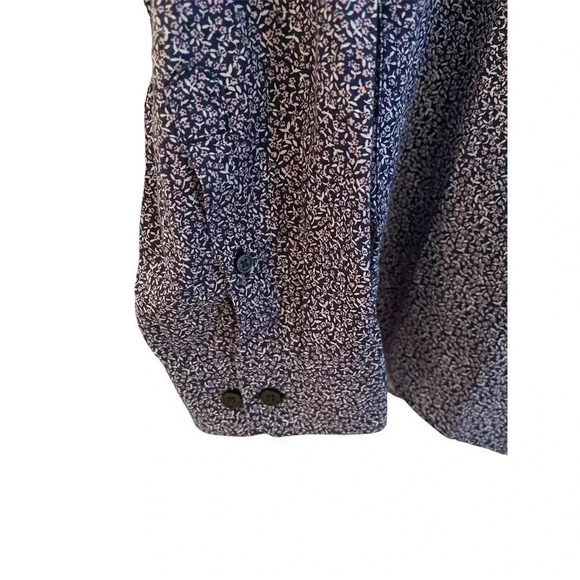 express size lg button down black with purple flowers - Picture 3 of 4